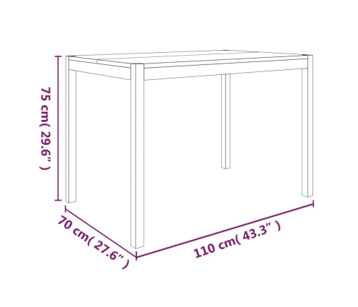 vidaXL Mesa de comedor madera maciza de acacia 110x70x75 cm