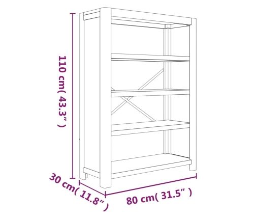 Estantería de 4 niveles madera maciza de acacia 80x30x110 cm