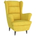 Sillón orejero con taburete terciopelo amarillo mostaza