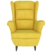 Sillón orejero con taburete terciopelo amarillo mostaza