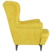 Sillón orejero con taburete terciopelo amarillo mostaza