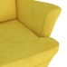 Sillón orejero con taburete terciopelo amarillo mostaza