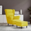 Sillón orejero con taburete terciopelo amarillo mostaza