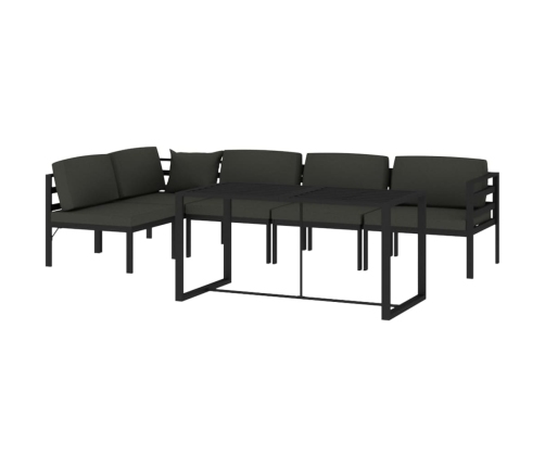 Set muebles de jardín 6 pzas y cojines aluminio gris antracita