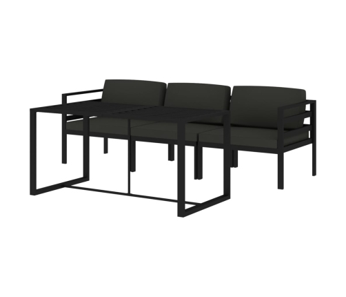 Set muebles de jardín 4 pzas y cojines aluminio gris antracita