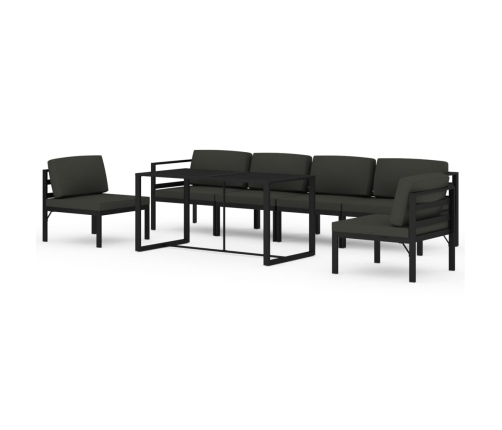 Set muebles de jardín 7 pzas y cojines aluminio gris antracita
