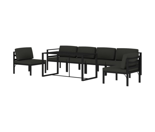 Set muebles de jardín 7 pzas y cojines aluminio gris antracita