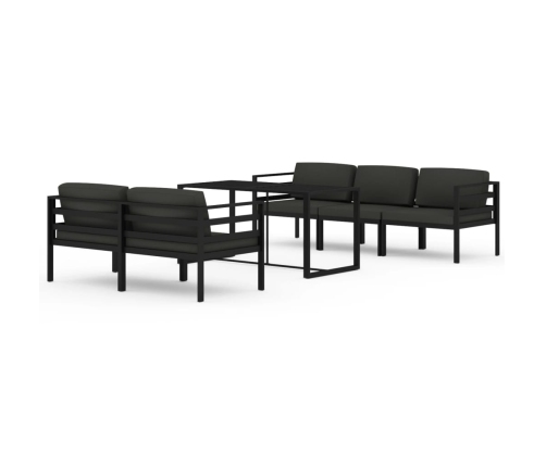Set muebles de jardín 6 pzas y cojines aluminio gris antracita