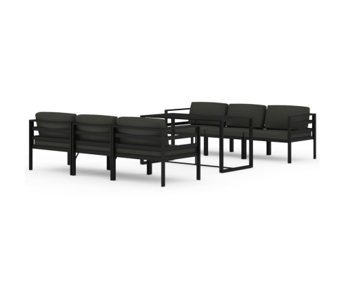 Set muebles de jardín 7 pzas y cojines aluminio gris antracita