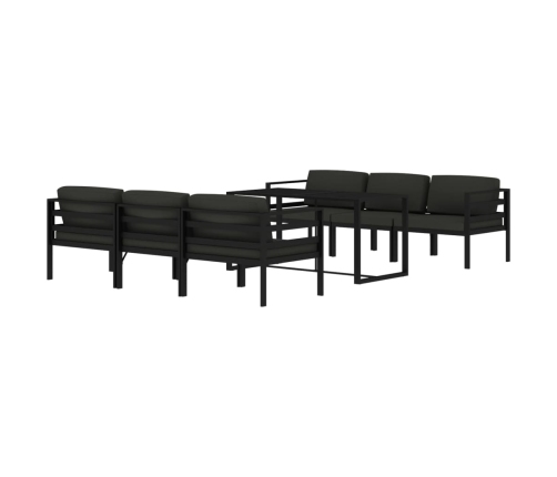 Set muebles de jardín 7 pzas y cojines aluminio gris antracita