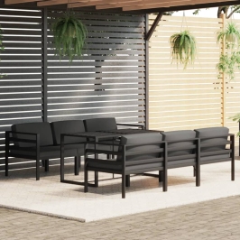 Set muebles de jardín 7 pzas y cojines aluminio gris antracita