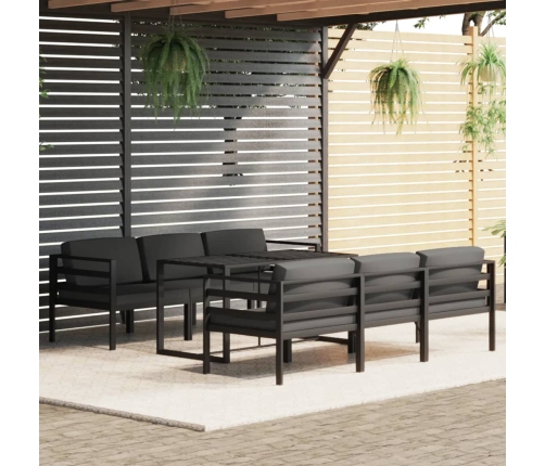 Set muebles de jardín 7 pzas y cojines aluminio gris antracita