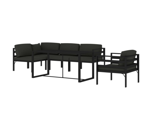 Set muebles de jardín 6 pzas y cojines aluminio gris antracita