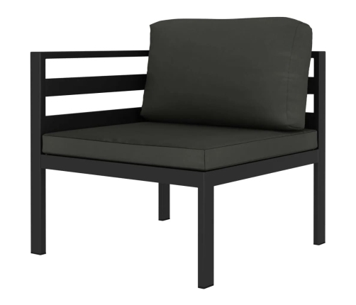 Set muebles de jardín 6 pzas y cojines aluminio gris antracita