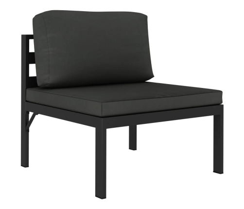 Set muebles de jardín 6 pzas y cojines aluminio gris antracita