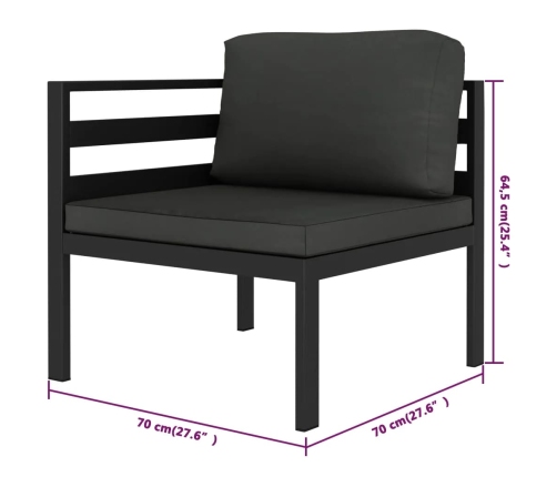 Set muebles de jardín 6 pzas y cojines aluminio gris antracita