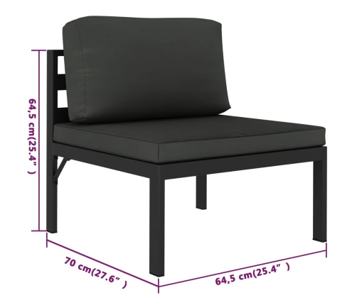 Set muebles de jardín 6 pzas y cojines aluminio gris antracita