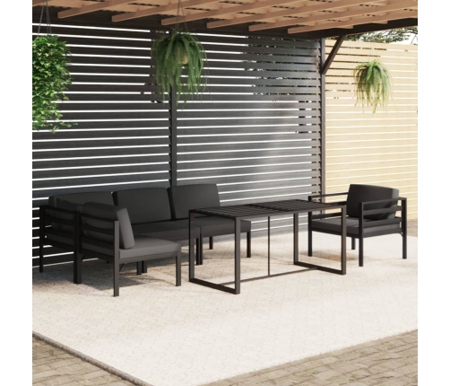 Set muebles de jardín 6 pzas y cojines aluminio gris antracita