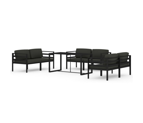 Set muebles de jardín 7 pzas y cojines aluminio gris antracita