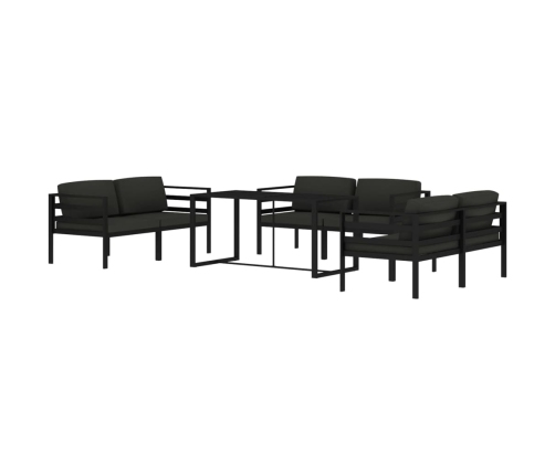 Set muebles de jardín 7 pzas y cojines aluminio gris antracita