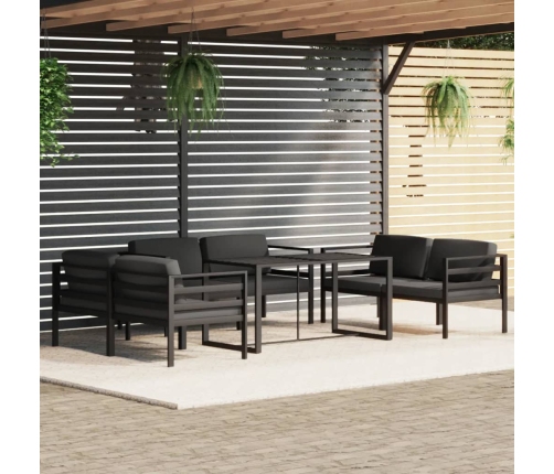 Set muebles de jardín 7 pzas y cojines aluminio gris antracita