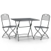 Set de comedor de jardín 3 pzas malla metal expandido antracita
