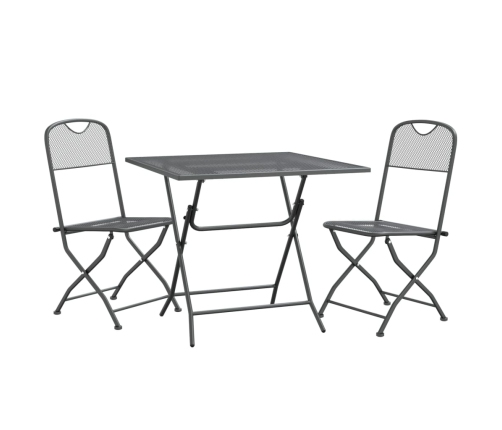 Set de comedor de jardín 3 pzas malla metal expandido antracita