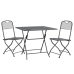 Set de comedor de jardín 3 pzas malla metal expandido antracita