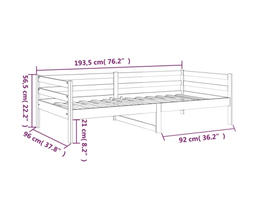 Sofá cama sin colchón madera maciza pino marrón miel 90x190 cm