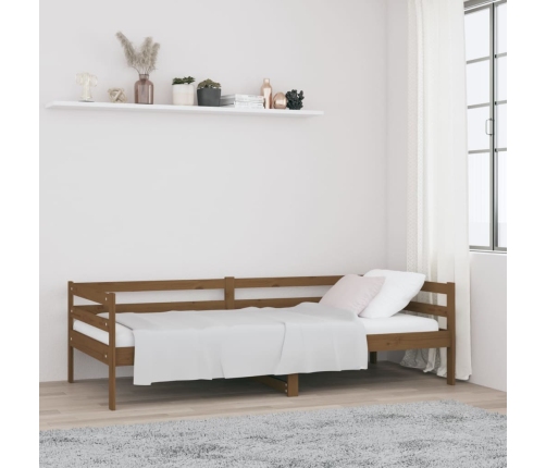 Sofá cama sin colchón madera maciza pino marrón miel 90x190 cm