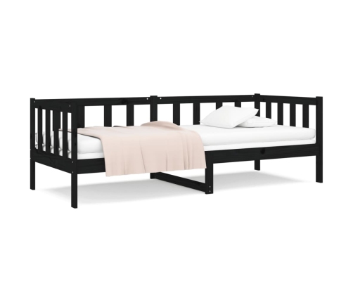 vidaXL Sofá cama madera maciza de pino negro 90x190 cm