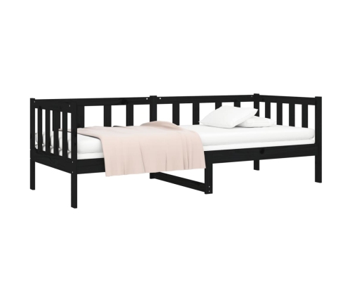 vidaXL Sofá cama madera maciza de pino negro 90x190 cm