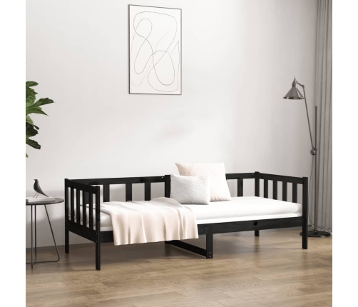 vidaXL Sofá cama madera maciza de pino negro 90x190 cm