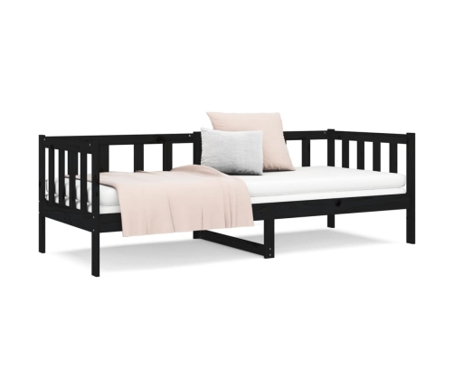 vidaXL Sofá cama madera maciza de pino negro 90x190 cm