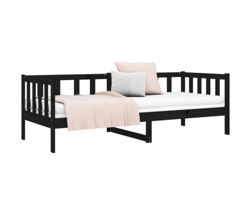 vidaXL Sofá cama madera maciza de pino negro 90x190 cm