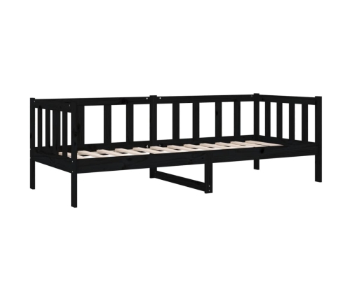 vidaXL Sofá cama madera maciza de pino negro 90x190 cm