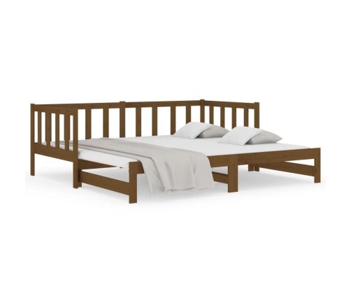 Sofá cama extraíble sin colchón marrón miel 2x(90x190) cm