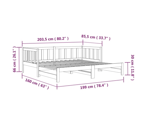 Sofá cama extraíble sin colchón marrón miel 2x(90x190) cm