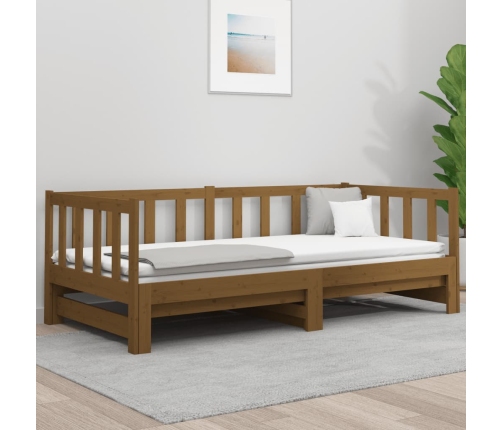 Sofá cama extraíble sin colchón marrón miel 2x(90x190) cm