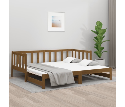 Sofá cama extraíble sin colchón marrón miel 2x(90x190) cm