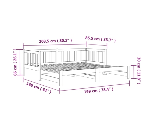 Sofá cama extraíble sin colchón negro 2x(90x190) cm