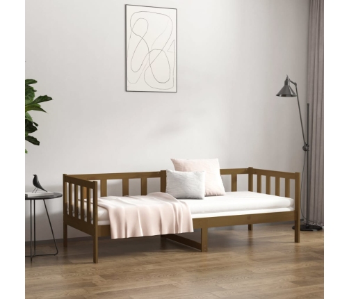 Sofá cama sin colchón madera maciza pino marrón miel 80x200 cm