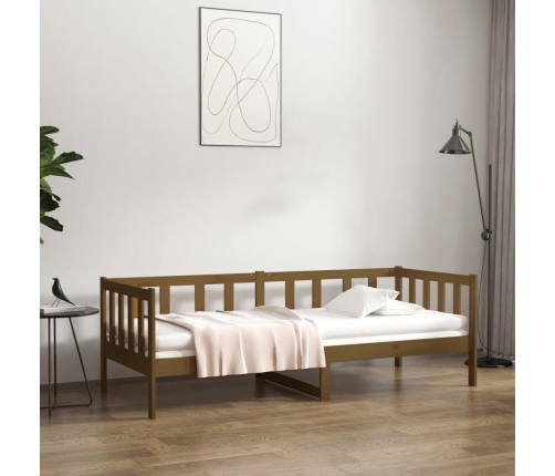 Sofá cama sin colchón madera maciza pino marrón miel 80x200 cm