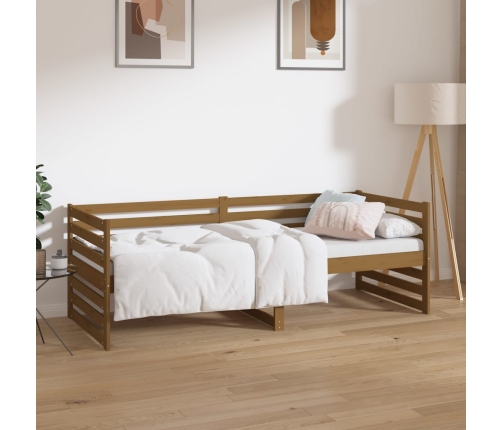 Sofá cama sin colchón madera maciza pino marrón miel 80x200 cm