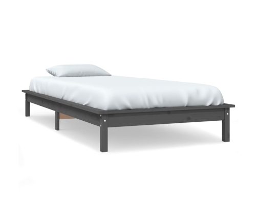 Estructura de cama madera maciza de pino gris 90x200 cm