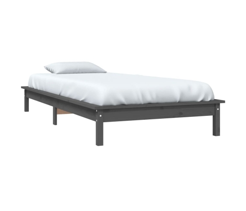 Estructura de cama madera maciza de pino gris 90x200 cm