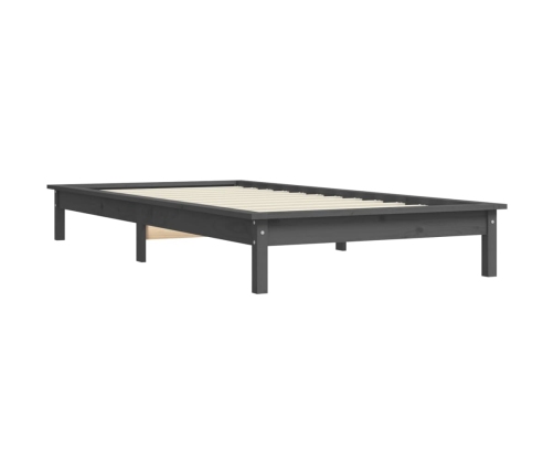 Estructura de cama madera maciza de pino gris 90x200 cm