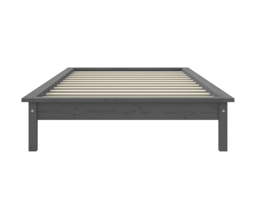 Estructura de cama madera maciza de pino gris 90x200 cm