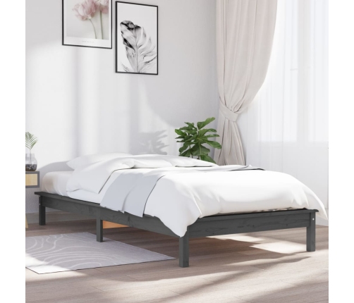 Estructura de cama madera maciza de pino gris 90x200 cm