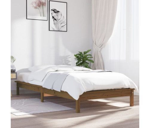 Estructura de cama madera maciza pino marrón miel 90x200 cm